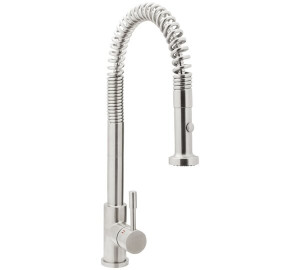 Grifo de cocina monomando con muelle y ducha Acero Inoxidable Tau